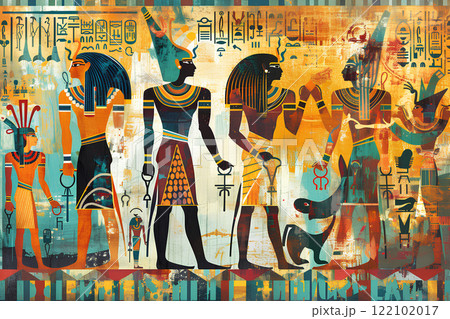古代エジプト文明の壁画イメージ-1 古代エジプト文明の壁画イメージ-1 122102017