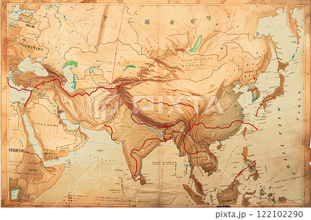シルクロードを示す地図 122102290