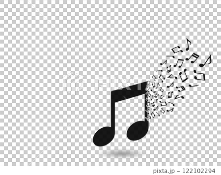 音符の粒子ピースが浮かぶ音楽テーマの背景 122102294