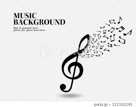 音符の粒子ピースが浮かぶ音楽テーマの背景 122102295