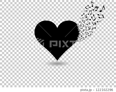 音符の粒子ピースが浮かぶ音楽テーマのハート背景 音符の粒子ピースが浮かぶ音楽テーマのハート背景 122102296