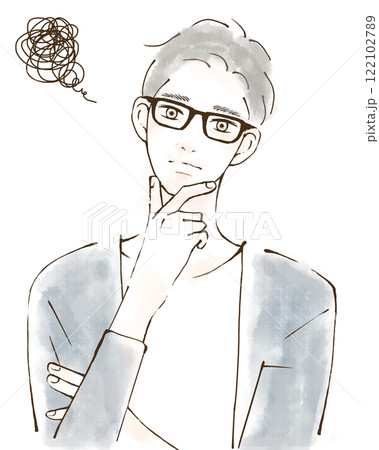 考え込む男性のイラスト 仕事のストレス 考え込む男性のイラスト 仕事のストレス 122102789