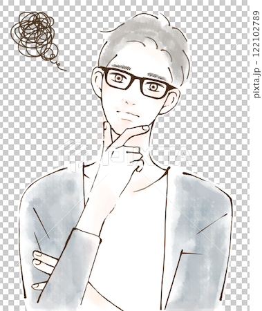 考え込む男性のイラスト 仕事のストレス 考え込む男性のイラスト 仕事のストレス 122102789
