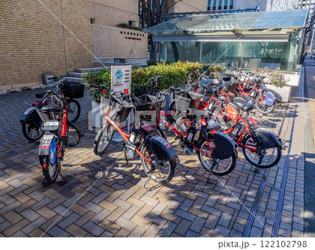 シェアサイクルのサイクルポート(東京都中央区) シェアサイクルのサイクルポート(東京都中央区) 122102798