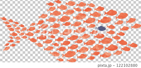 小魚たちが大きな魚を形成する群れのイラスト 小魚たちが大きな魚を形成する群れのイラスト 122102880