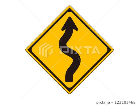 道路標識「連続カーブあり」警戒標識の看板イラスト・ピクトグラム素材 道路標識「連続カーブあり」警戒標識の看板イラスト・ピクトグラム素材 122103468