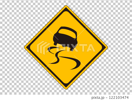 道路標誌“濕滑”警告標誌插圖和象形圖材料 道路標誌“濕滑”警告標誌插圖和象形圖材料 122103474