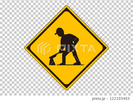 Road sign "Road construction in progress" warning sign illustration and pictogram material Road sign "Road construction in progress" warning sign illustration and pictogram material 122103483