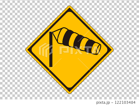 Road sign "Beware of crosswinds" Windsock warning sign illustration/pictogram sign Road sign "Beware of crosswinds" Windsock warning sign illustration/pictogram sign 122103484