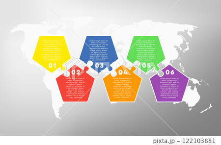 Transparent diagram infographic process on 6 steps 122103881