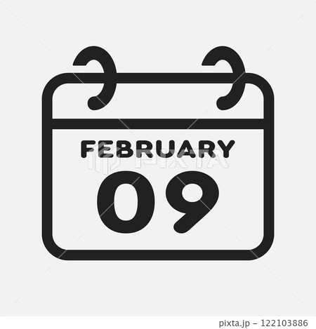 Icon page calendar day - 9 February 122103886