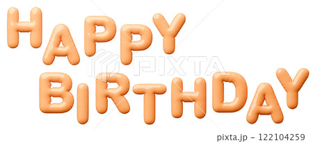3D画像_風船_HAPPY BIRTHDAY_オレンジ 3D画像_風船_HAPPY BIRTHDAY_オレンジ 122104259