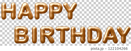 3D画像_風船_HAPPY BIRTHDAY_ゴールド 3D画像_風船_HAPPY BIRTHDAY_ゴールド 122104266