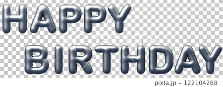 3D画像_風船_HAPPY BIRTHDAY_シルバー 3D画像_風船_HAPPY BIRTHDAY_シルバー 122104268