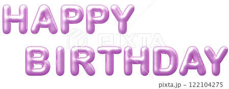 3D画像_風船_HAPPY BIRTHDAY_紫 3D画像_風船_HAPPY BIRTHDAY_紫 122104275