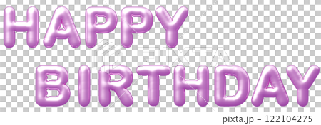 3D画像_風船_HAPPY BIRTHDAY_紫 3D画像_風船_HAPPY BIRTHDAY_紫 122104275