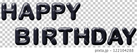 3D image_balloon_HAPPY BIRTHDAY_black 122104288