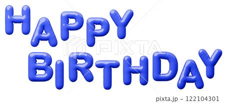 3D画像_風船_HAPPY BIRTHDAY_青 3D画像_風船_HAPPY BIRTHDAY_青 122104301