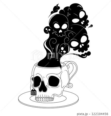 Skull Shaped Tea Cup With Toxic Death Smoke 122104456