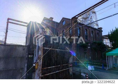 秋晴れを背景に「明治日本の産業革命遺産」周辺風景 万田坑ステーション(荒尾市) 秋晴れを背景に「明治日本の産業革命遺産」周辺風景 万田坑ステーション(荒尾市) 122104622
