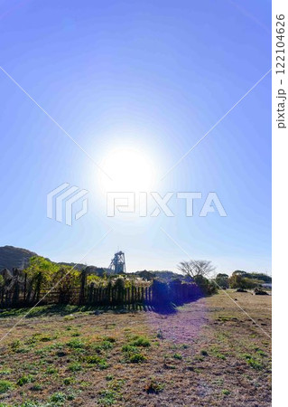 秋晴れを背景に「明治日本の産業革命遺産」周辺風景　万田坑ステーション(荒尾市) 122104626