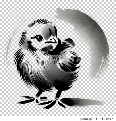 雞水墨畫插畫 122104647