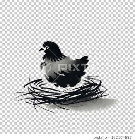 Chicken ink painting illustration 122104653
