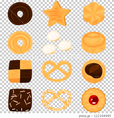 色々な種類のクッキーのイラスト 122104995