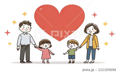 家族愛を象徴する温かいイラスト 家族愛を象徴する温かいイラスト 122105698