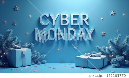 Cyber Monday Sale blue background 122105770