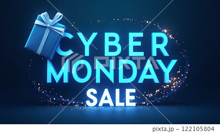 Cyber Monday Sale blue background 122105804