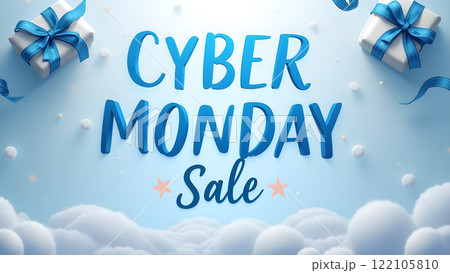 Cyber Monday Sale blue background 122105810