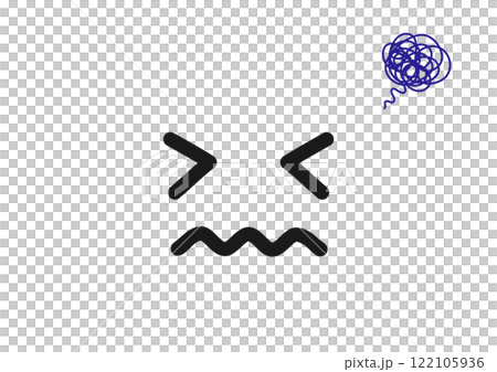 手描き風のもやもやと困る顔文字アイコン 122105936