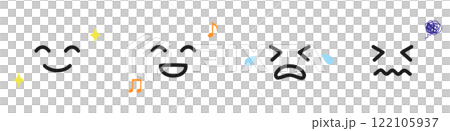 かわいい手描き風の笑顔や泣き顔などの表情アイコンセット かわいい手描き風の笑顔や泣き顔などの表情アイコンセット 122105937