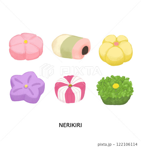 和菓子＿練り切りのイラスト　色鉛筆タッチ 122106114