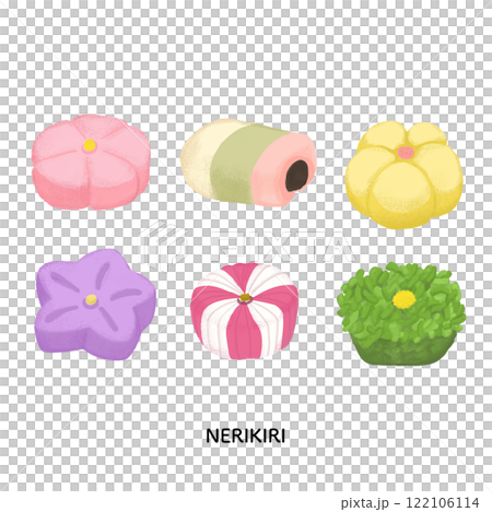 和菓子＿練り切りのイラスト　色鉛筆タッチ 122106114