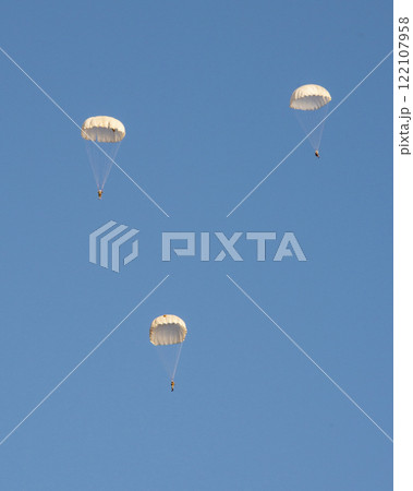 Skydiver activity sport jump on the blue sky background 122107958