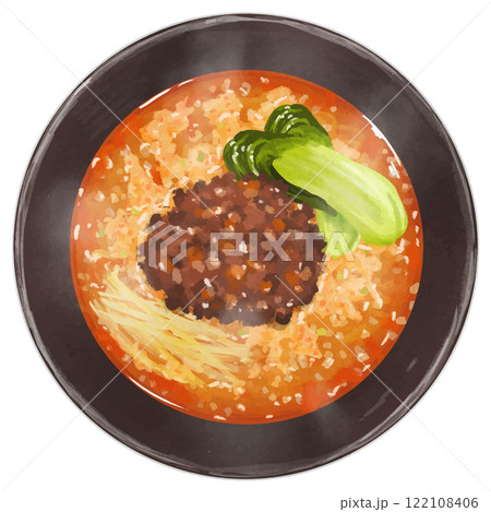 リアルな坦々麺の俯瞰イラスト 122108406