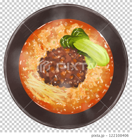 リアルな坦々麺の俯瞰イラスト 122108406