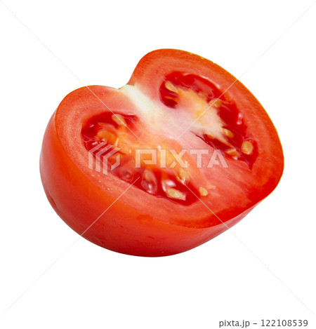 Fresh tomato half isolated on the white background 122108539