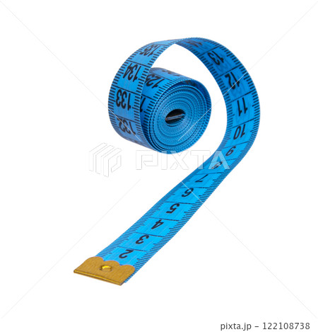 Blue tape measure tool isolated on the white background Blue tape measure tool isolated on the white background 122108738