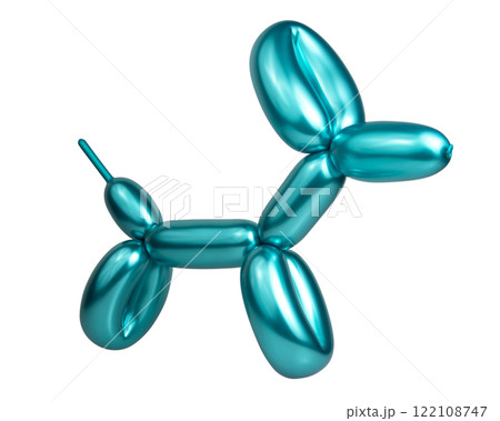 Bright shiny balloon dog figure light green color isolated on the white background 122108747