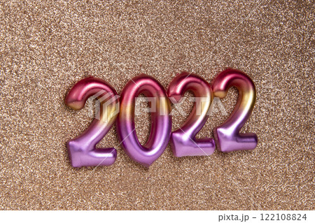 Multicolor creative 2022 numbers on decorative background with copy space Multicolor creative 2022 numbers on decorative background with copy space 122108824