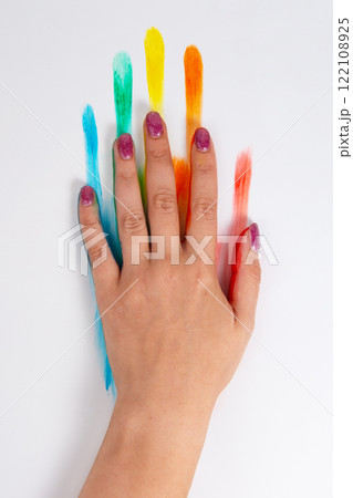 Rainbow lgbt paint color hand isolated on the white background Rainbow lgbt paint color hand isolated on the white background 122108925