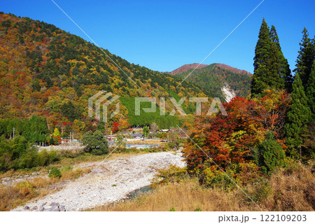 国道257号線「かおれ大橋」からの紅葉（岐阜県下呂市・馬瀬川） 122109203