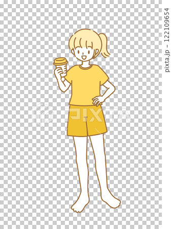 プロテインを持っている笑顔の女の子のイラスト プロテインを持っている笑顔の女の子のイラスト 122109654