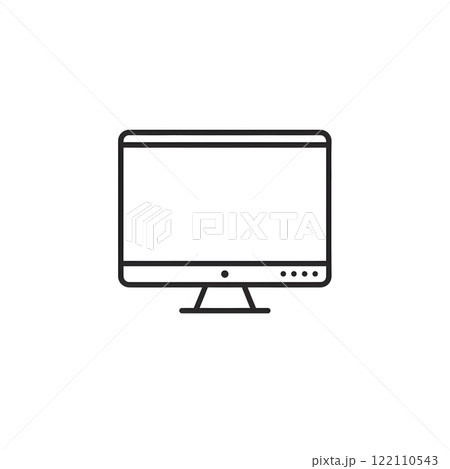 Minimalist Line Icon of a Modern Desktop Monitor with Detailed Buttons 122110543