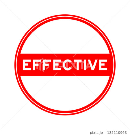 Red color round seal sticker in word effective on white background 122110968