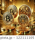 ビットコインと金色に輝く 122111105