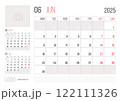 Calendar 2025 planner corporate template design of June month 122111326